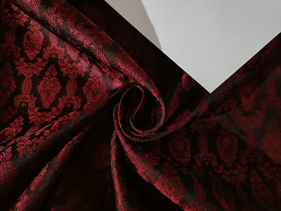 Spun Silk Brocade fabric Wine & Black Color 44" wide BRO205[4]