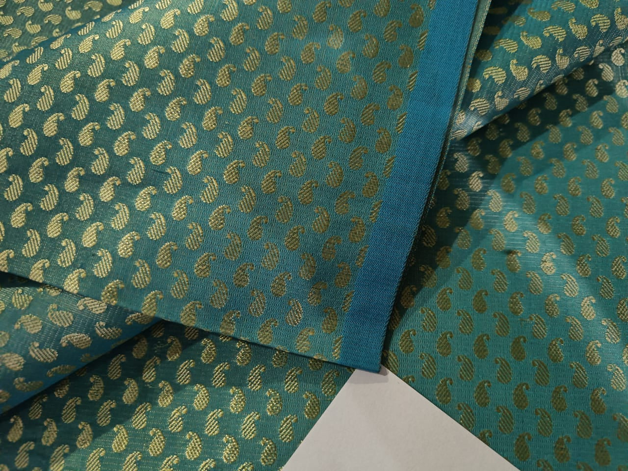 Spun Silk Brocade Fabric Blue & Gold 44" wide BRO204[5]