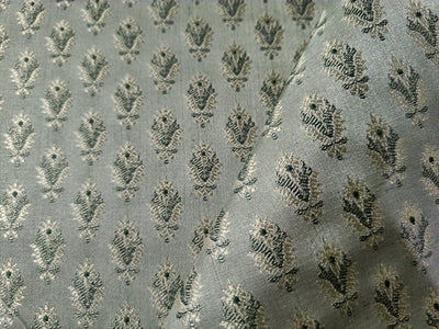 Silk Brocade fabric Golden Cream & Green color 44" wide BRO203[3]