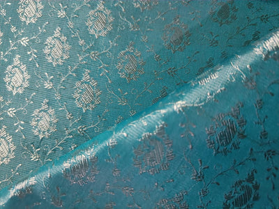 Silk Brocade fabric Pastel Blue & Light Silvery Ivory color 44" wide BRO203[5]