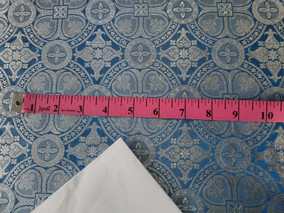 Silk Brocade Vestment Fabric Blue & Light Silver color 44" wide BRO198[3]