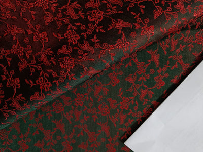 Spun Silk Brocade Fabric Greenish Black Red color 44" wide BRO199[3]