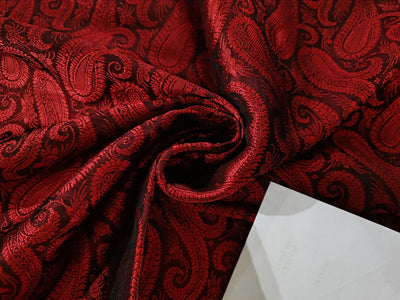 Spun Brocade Fabric Red x black color paisleys 44" wide BRO197[3]