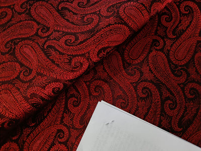 Spun Brocade Fabric Red x black color paisleys 44" wide BRO197[3]