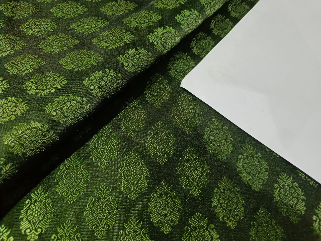 Silk Brocade fabric Green x Black color 44" wide BRO187[6]