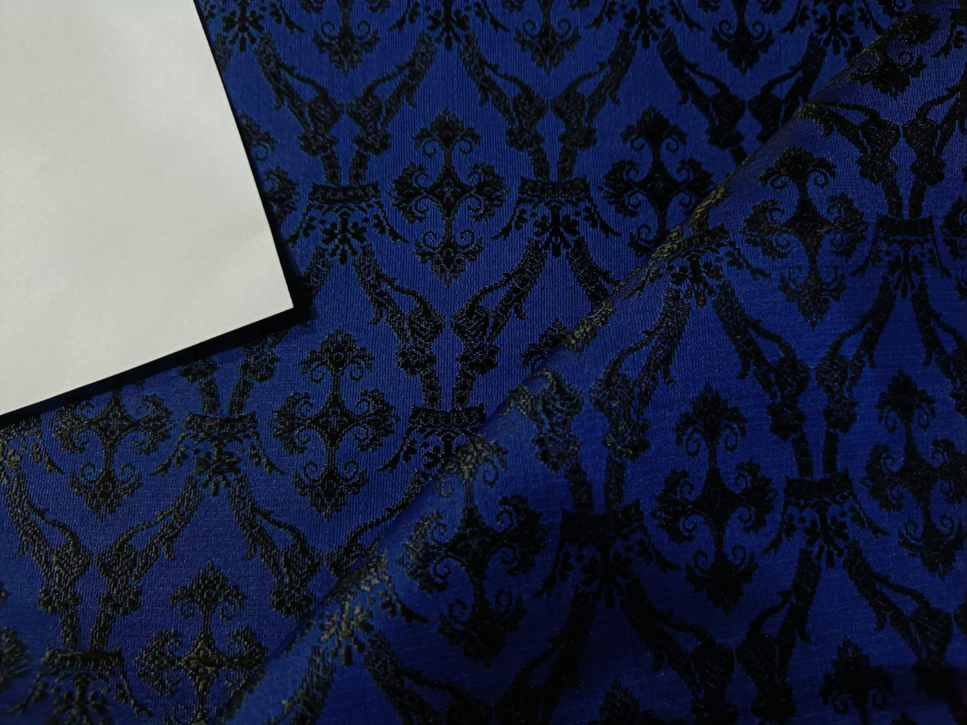 Silk Brocade Vestment Fabric Blue &amp; Black Color 44" wide BRO174[1]