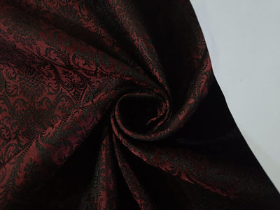 Spun Silk Brocade fabric Red Wine Black Color 44" wide BRO306[4]