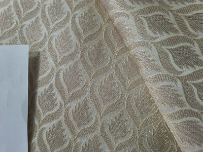 Spun Brocade fabric Ivory & Metallic Gold Color 44" wide BRO306[3]