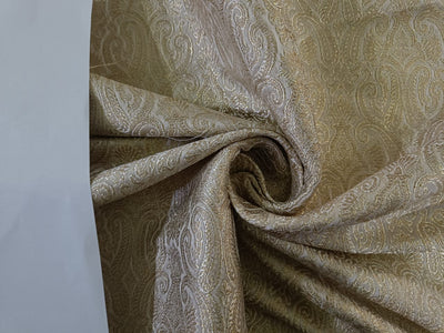 Pure Silk Brocade Ivory & Metallic Gold Colour 44" wide BRO294[2]