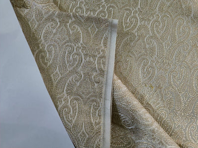 Pure Silk Brocade Ivory & Metallic Gold Colour 44" wide BRO294[2]