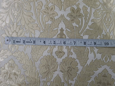 Silk Brocade Fabric Ivory, Metallic Gold & Golden Cream 36" wide BRO268[4]