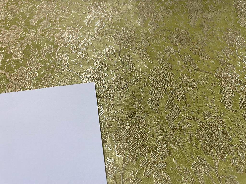 SILK Brocade Fabric Light Olive, Light Caramel & Cream Color 44" wide BRO277[5]