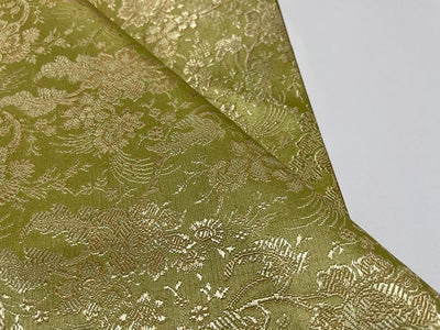 SILK Brocade Fabric Light Olive, Light Caramel & Cream Color 44" wide BRO277[5]