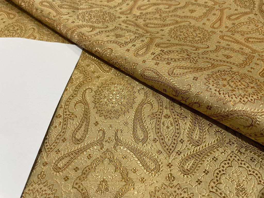 SILK BROCADE FABRIC Light Golden Caramel color 44" wide BRO277[4]