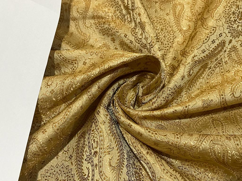 SILK BROCADE FABRIC Light Golden Caramel color 44" wide BRO277[4]