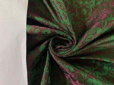 SILK BROCADE vestment FABRIC Green & Red color 44" wide BRO262[5]