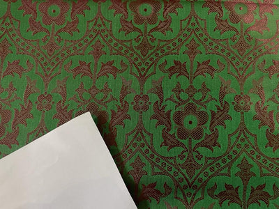 SILK BROCADE vestment FABRIC Green & Red color 44" wide BRO262[5]