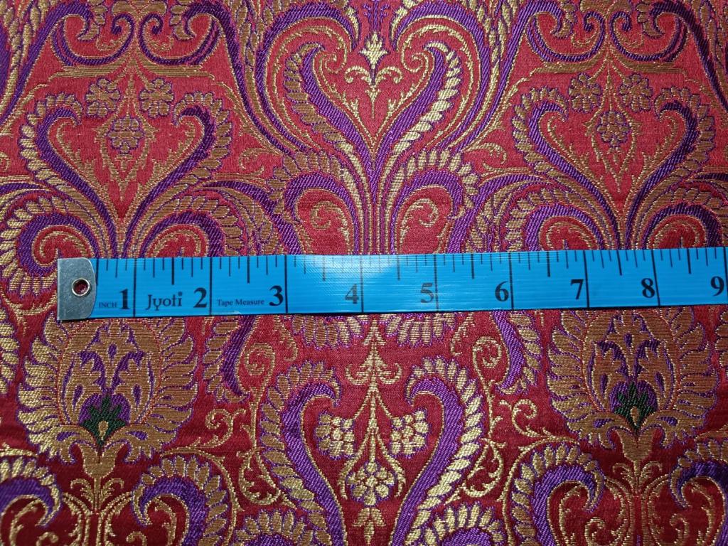 Pure Silk Brocade Fabric Metallic Gold,Green,Red & Purple color 36" WIDE BRO263[2]