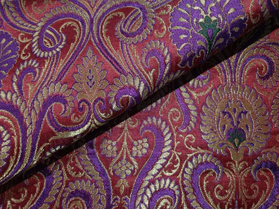 Pure Silk Brocade Fabric Metallic Gold,Green,Red & Purple color 36" WIDE BRO263[2]