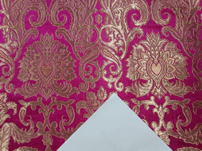 Heavy Silk Brocade Fabric Pink & Metallic Gold color 36" wide BRO256[2]