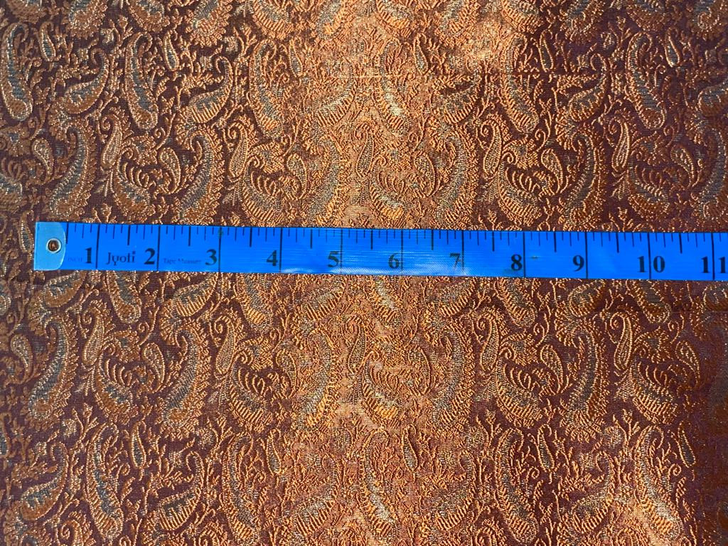 Spun Silk Brocade fabric Red,Orange & Metallic Gold Color 44" wide BRO376[1]