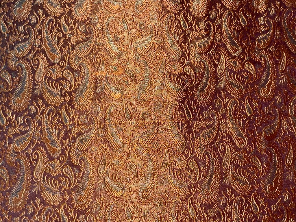 Spun Silk Brocade fabric Red,Orange & Metallic Gold Color 44" wide BRO376[1]