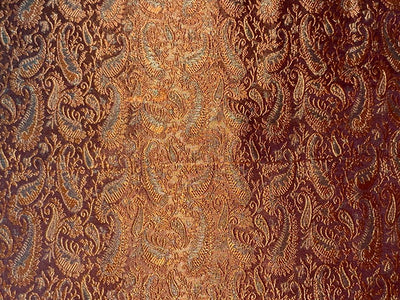 Spun Silk Brocade fabric Red,Orange & Metallic Gold Color 44" wide BRO376[1]
