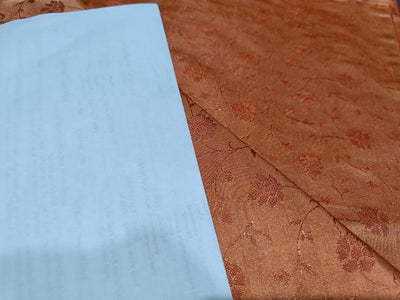 SILK BROCADE FABRIC Orangeish Sandalwood color 44" wide BRO379[5]