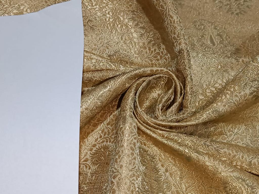 Heavy Silk Brocade Fabric Gold & Metallic Gold color 44" wide BRO368[4]