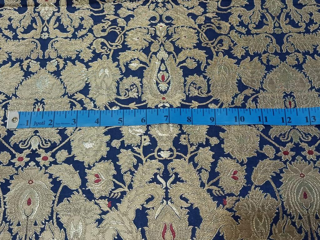 Silk Brocade Fabric Red,Navy & Metallic Gold color 44" wide BRO296[3]