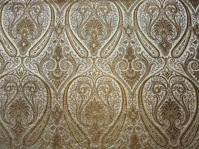SILK BROCADE FABRIC Cream & Metallics Color 44" wide BRO362[2]