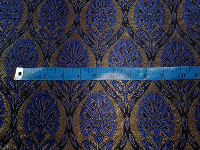 SILK BROCADE FABRIC BLACK,Blue & Metallic GOLD color 44" wide BRO281[2]