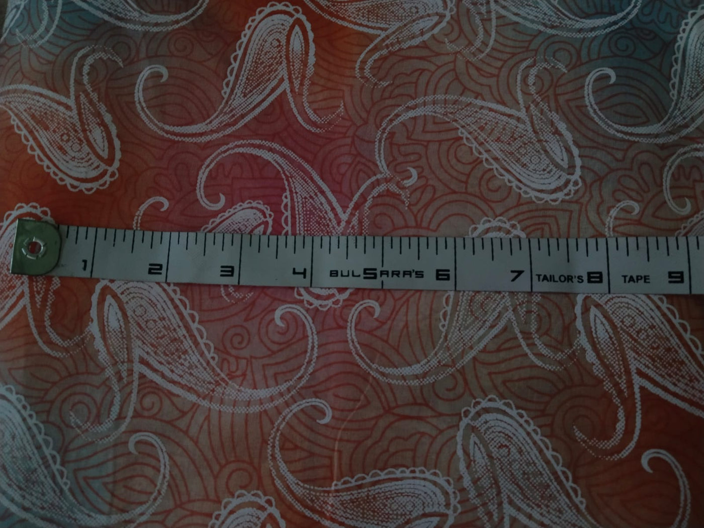 Cotton organdy printed 44 inches available in 2 designs [shaded paisleys pinks orange blue pink floral]