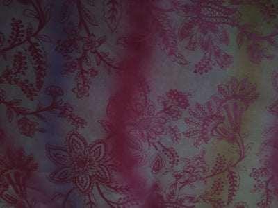 Cotton organdy printed 44 inches available in 2 designs [shaded paisleys pinks orange blue pink floral]