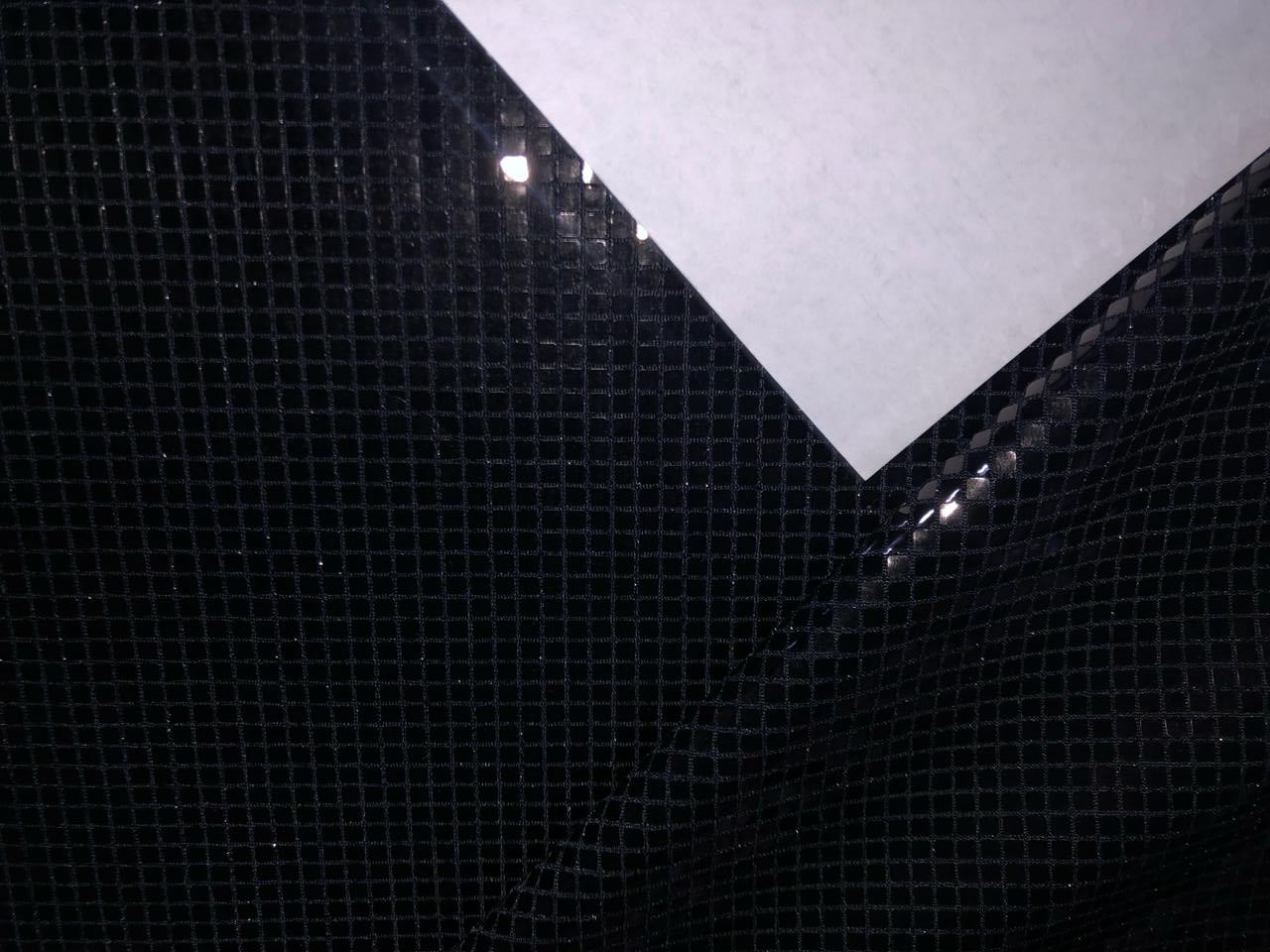 Black sequence geometric square fabric with lycra/ stretch 58" wide [15755]