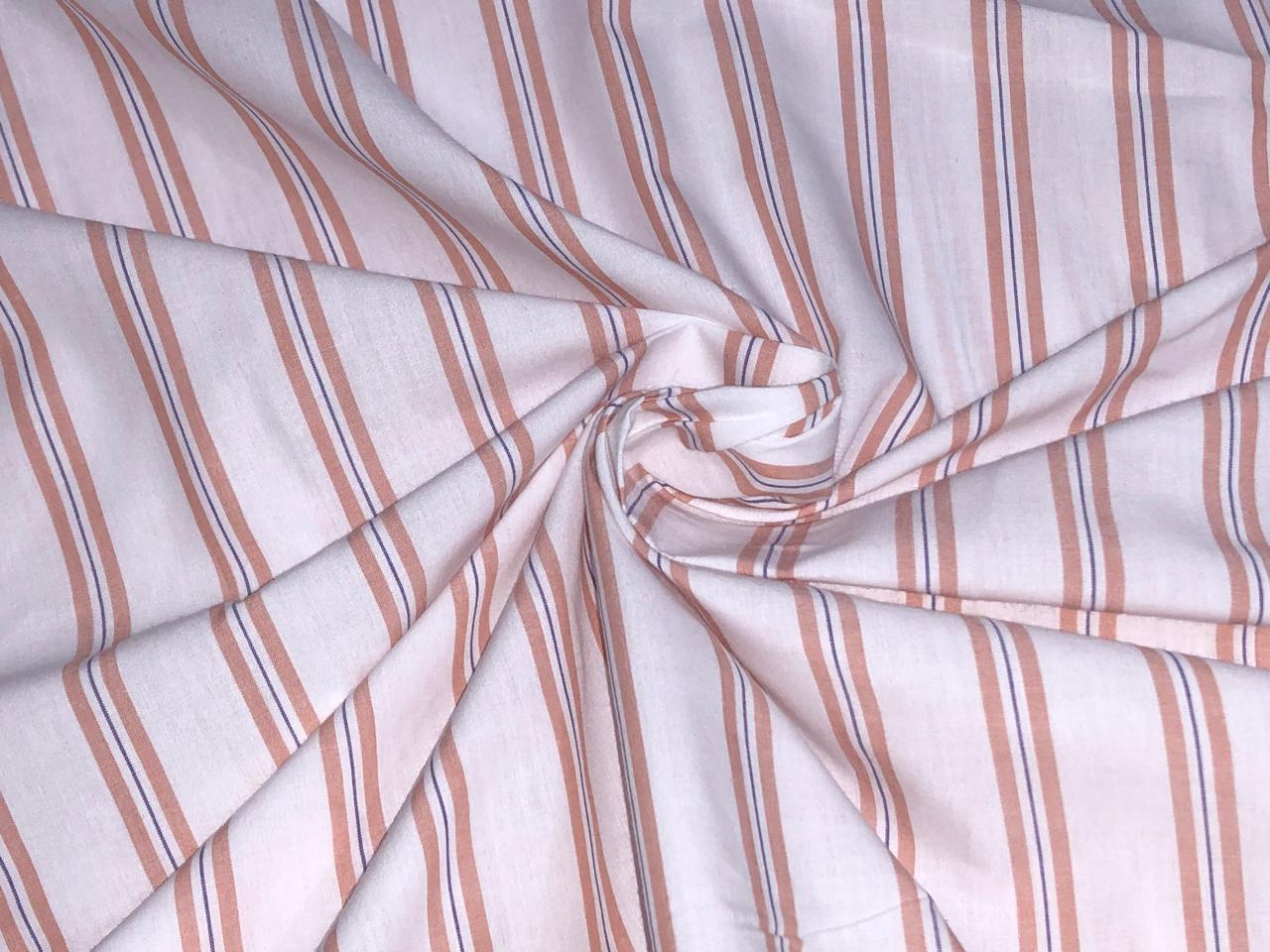 100% Cotton Poplin 58" wide peach and white stripes [17310]