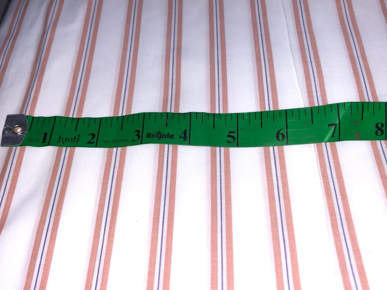 100% Cotton Poplin 58" wide peach and white stripes [17310]