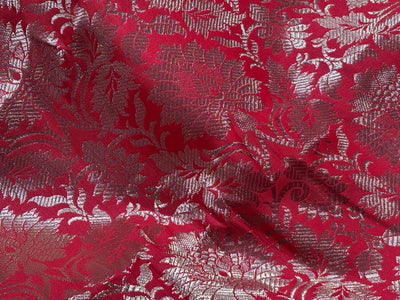 Silk Brocade fabric 44" gold  jacquard available in 2 colors red/gold and pink/white gold  BRO1063[3/4]