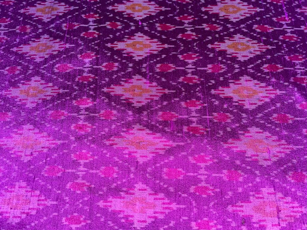 100% pure silk dupion ikat fabric Aubergine color 44" wide DUP_IKAT_8376