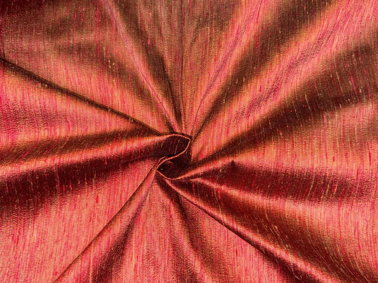 SILK Dupioni FABRIC 2 ply silk 54&quot;-orange/pink/black ,purple/golden brown ,brown/golden cream and purple x pink DUPNEWS14
