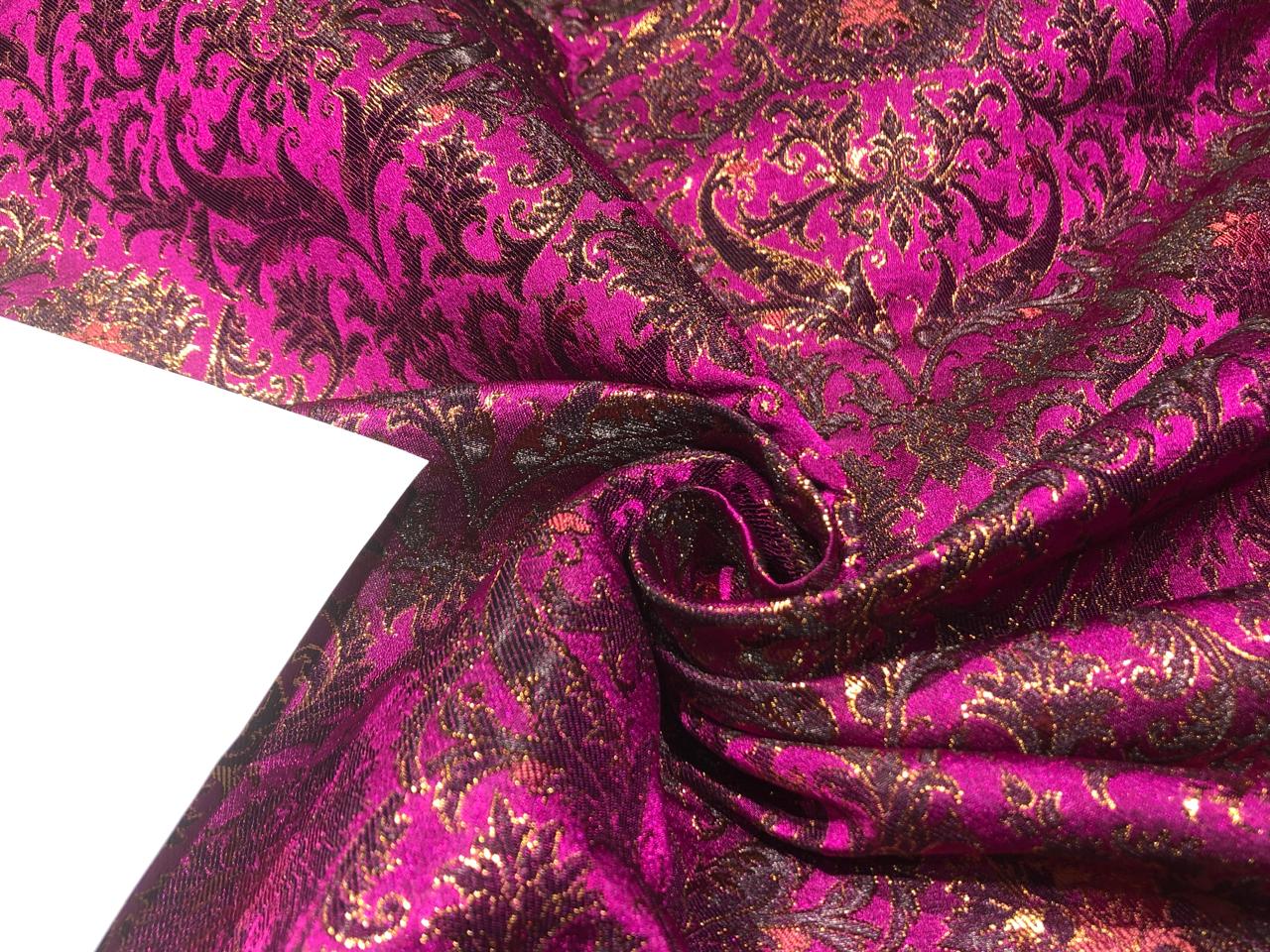 Silk Brocade King Khab fabric 36" wide DARK PURPLE,BLACK AND METALIC BRONZE  BRO957[5]]