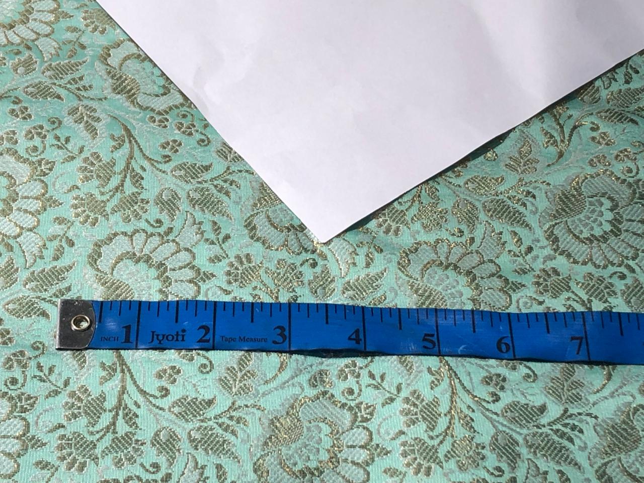 Brocade Fabric VINE Jacquard with metallic gold available in 2 colors MINT AND POWDER BLUE BRO993[4/5]