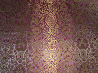 Silk Brocade fabric  jacquard available in 7 colors mulberry, burgundy, candy pink, teal, mustard, green x red  and turquoise BRO1026