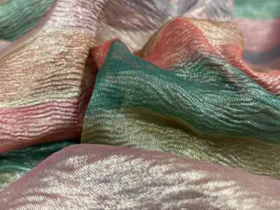Tissue Crushed  gold with color stripes of multi color  [18282]