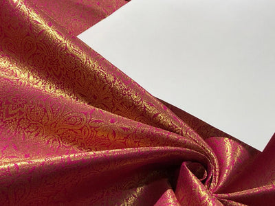 Silk Brocade fabric 44" wide INTRICATE JACQUARD available in 10 colors pink,gold,black,dark magenta,red,parot green,orange,royal blue,mango and burgandyBRO995