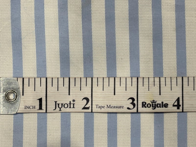 100% Cotton Poplin 58" wide blue  yarn dyed striped structured design  [17770]