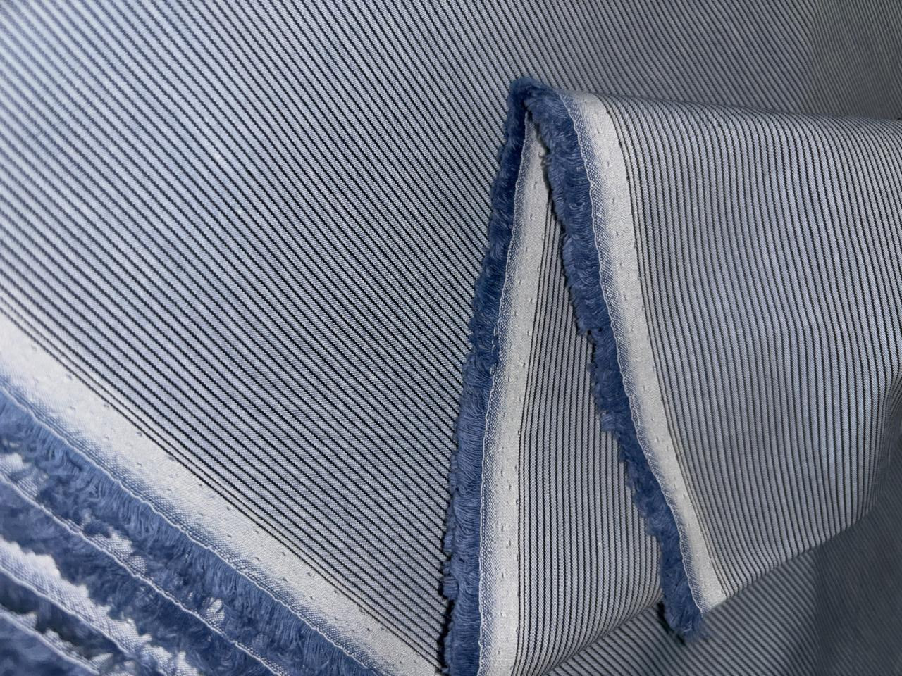 COTTON SHIRTING FABRIC-58" WIDE available in 3 styles multi blue plaids/blue pin stripes and grey stripes