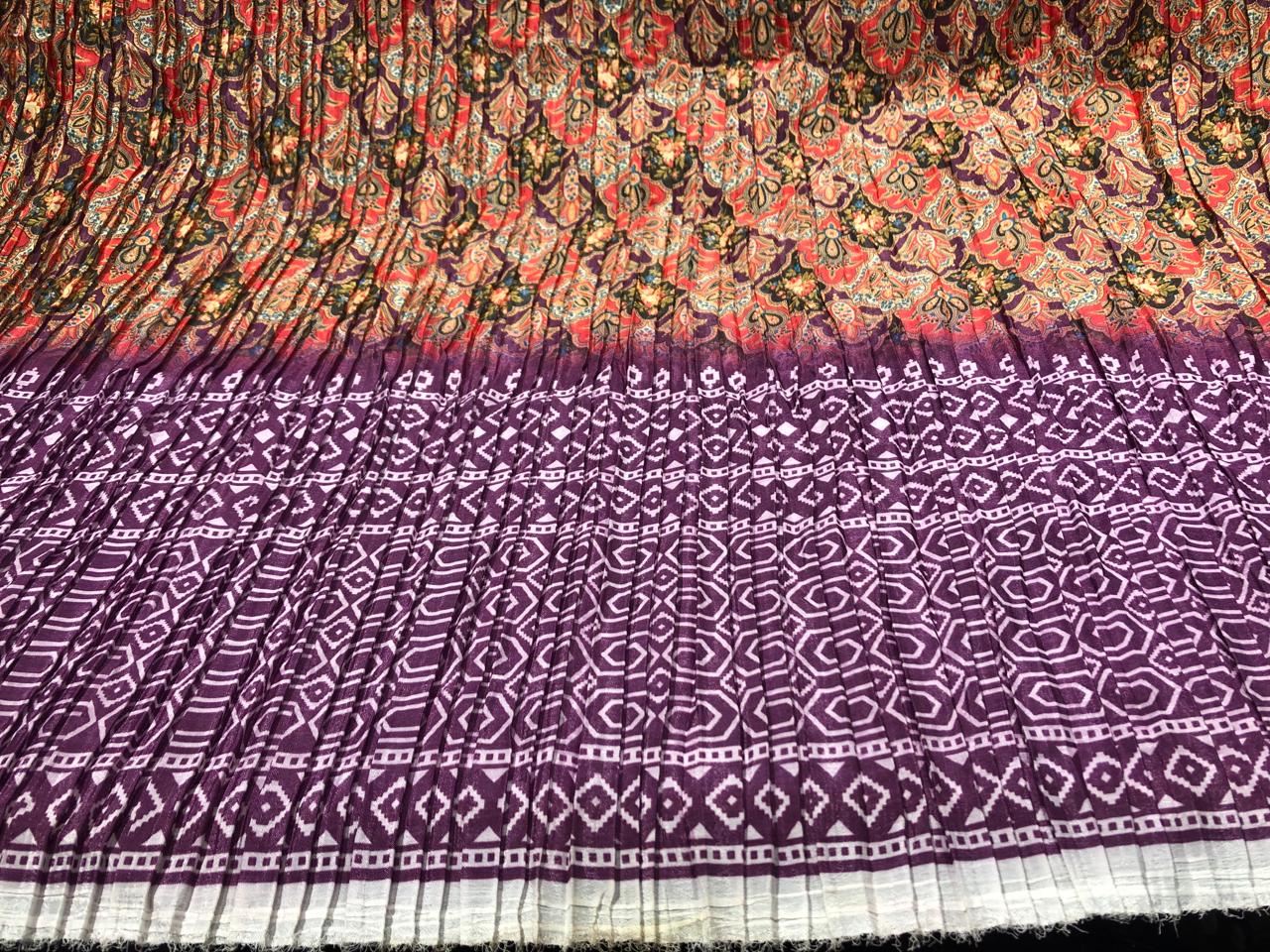 Pleated  Fabric 54'' Wide beautiful Indian design available in three colors [17651/52/53]