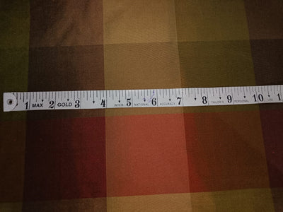 Silk Taffeta Fabric Shades of Red, Brown Green plaids 54" wide TafC15[3]