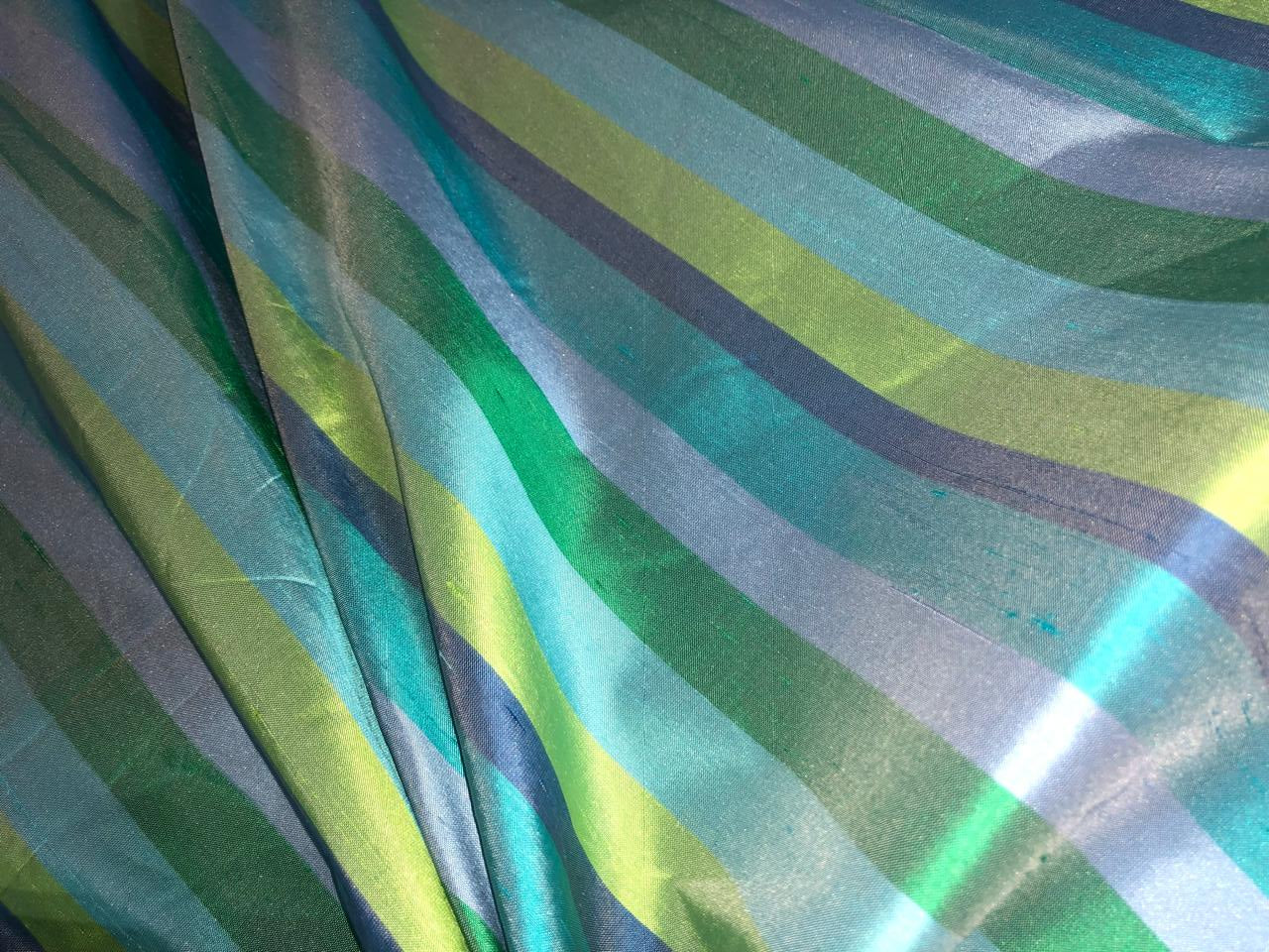 100% Pure Silk dupion  stripe running vertical [54" long stripes] available in 2 colors blues/greens and pinks DUPS72[1/2]